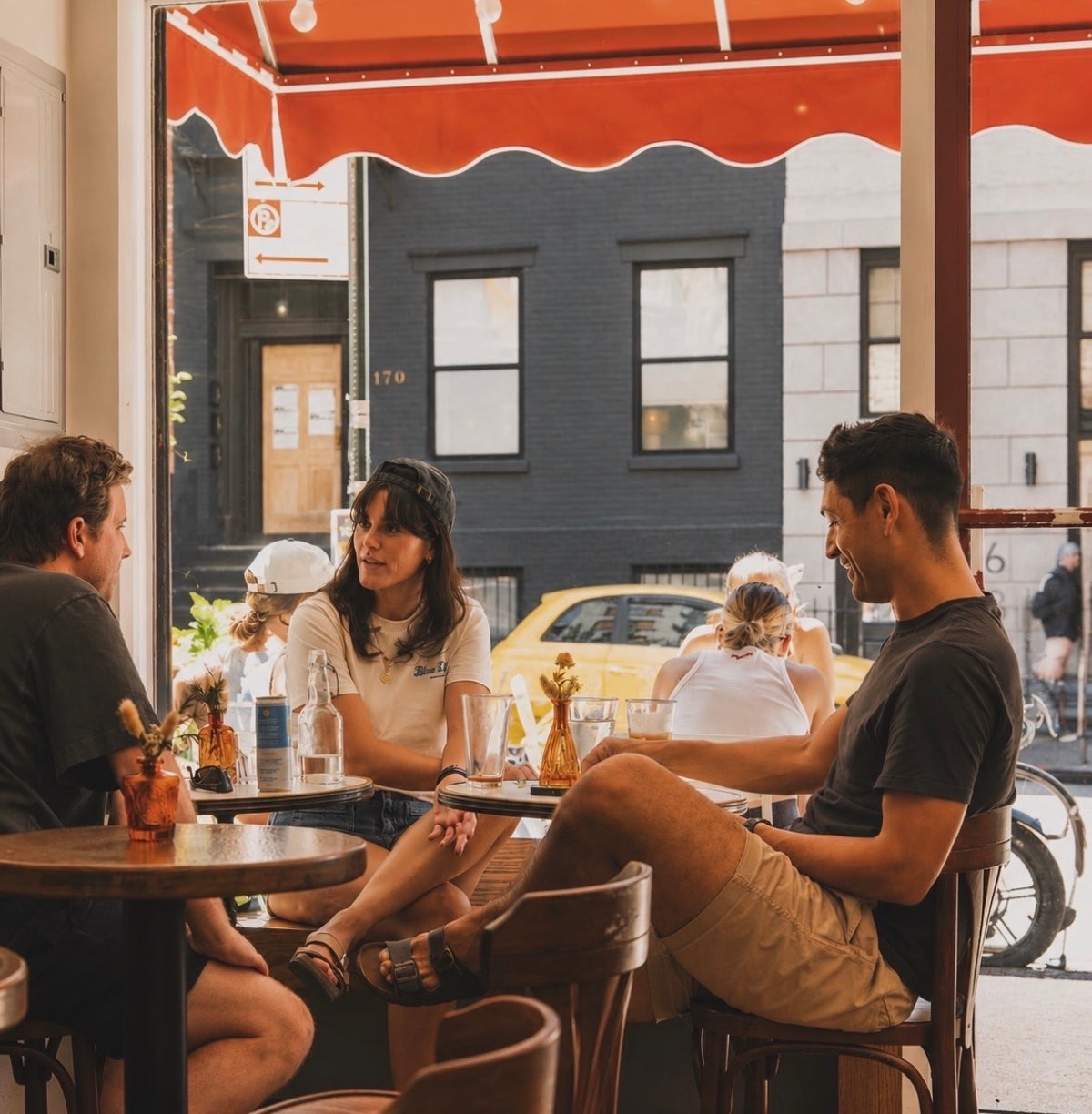 A lively gathering of friends inside LeTish Café & Bar